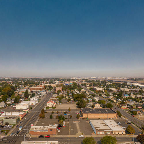 Drone photo of downtown Pasco area