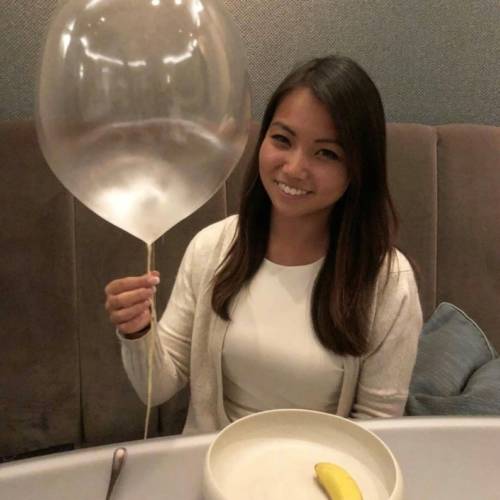 Charlotte, a self-described foodie, during a celebratory dinner for her birthday